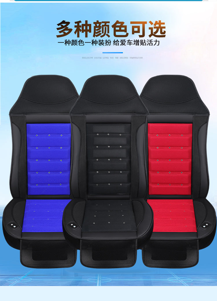 24V Luxury Truck Cooling Seat Pad - 6 Fans + Power Lumbar Massage Support