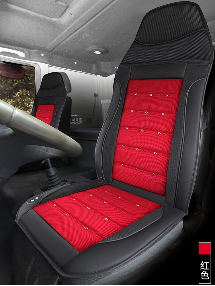 24V Luxury Truck Cooling Seat Pad - 6 Fans + Power Lumbar Massage Support