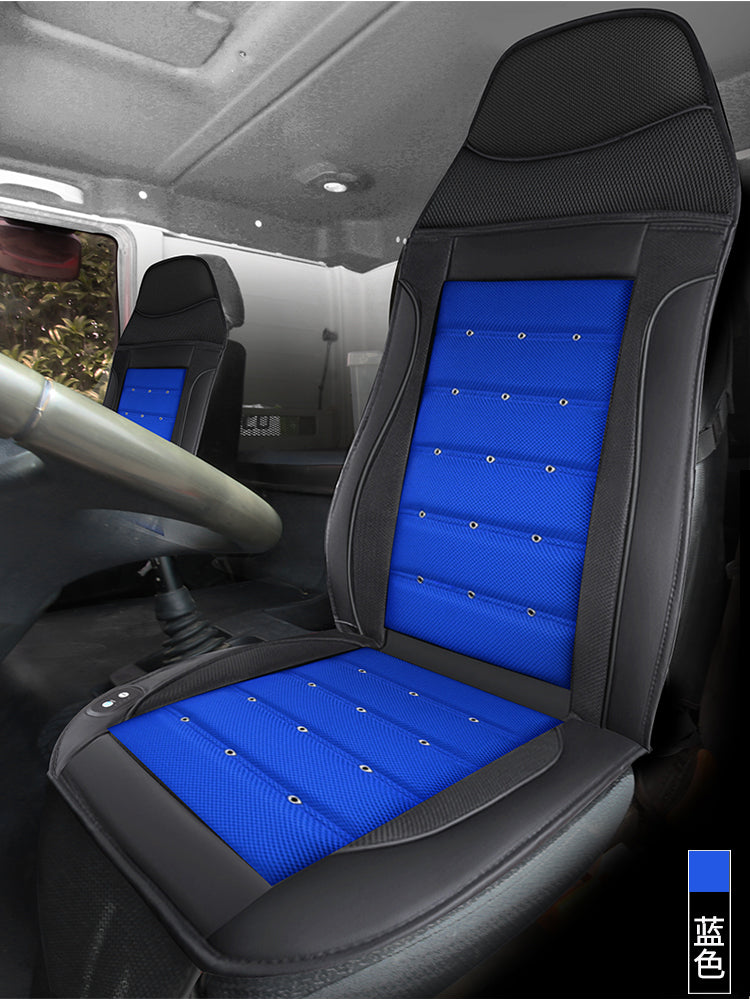 24V Luxury Truck Cooling Seat Pad - 6 Fans + Power Lumbar Massage Support