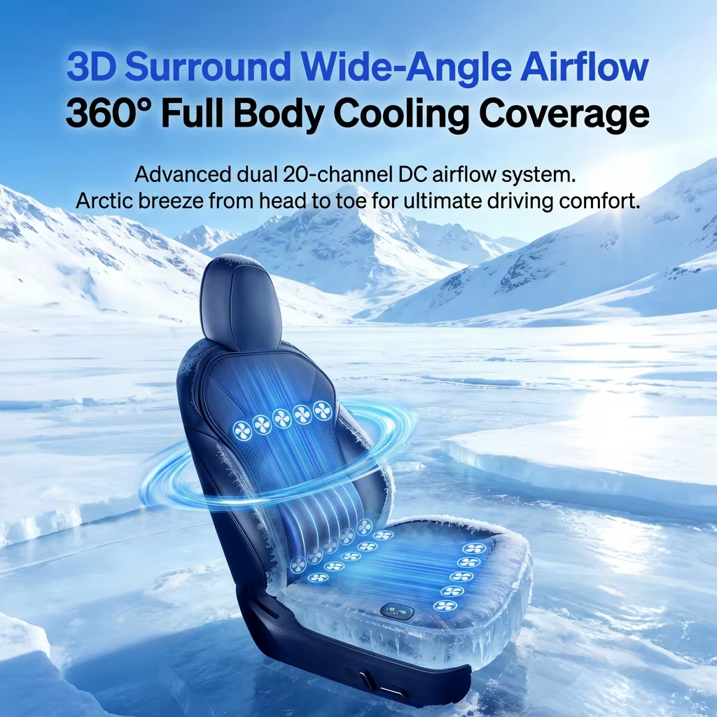Extreme 20-Fan Pro Cooling Seat Cushion - Lumbar Massage & Auto Start/Stop