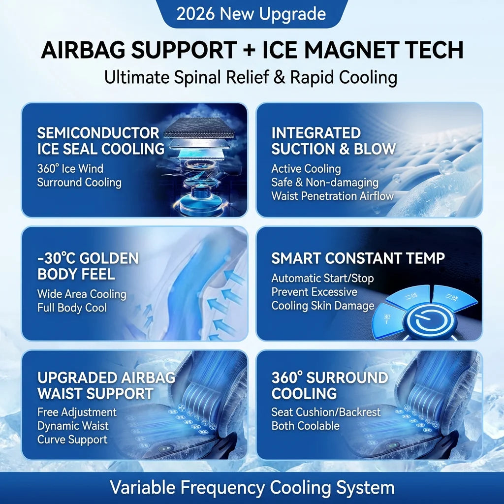 Extreme 20-Fan Pro Cooling Seat Cushion - Lumbar Massage & Auto Start/Stop