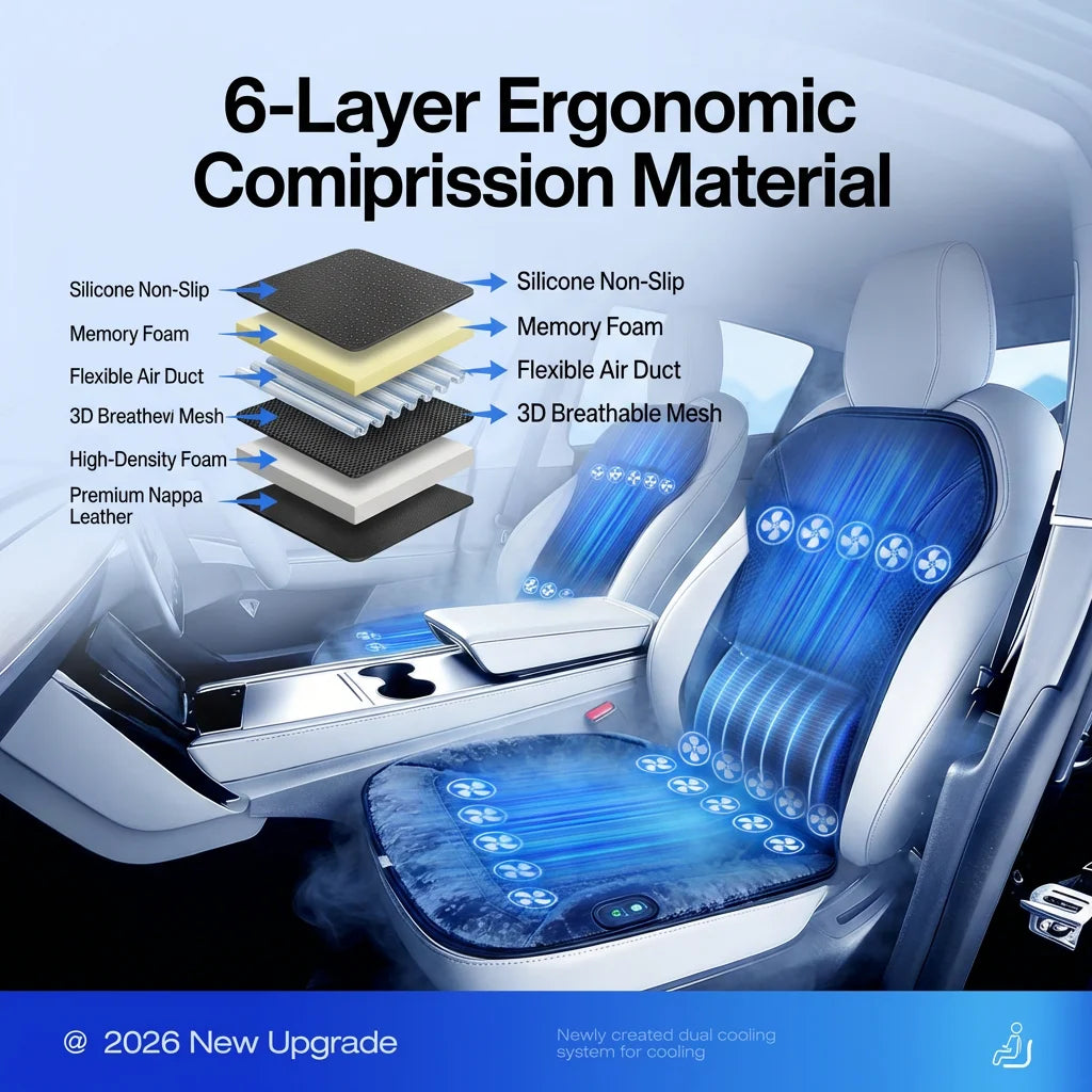 Extreme 20-Fan Pro Cooling Seat Cushion - Lumbar Massage & Auto Start/Stop